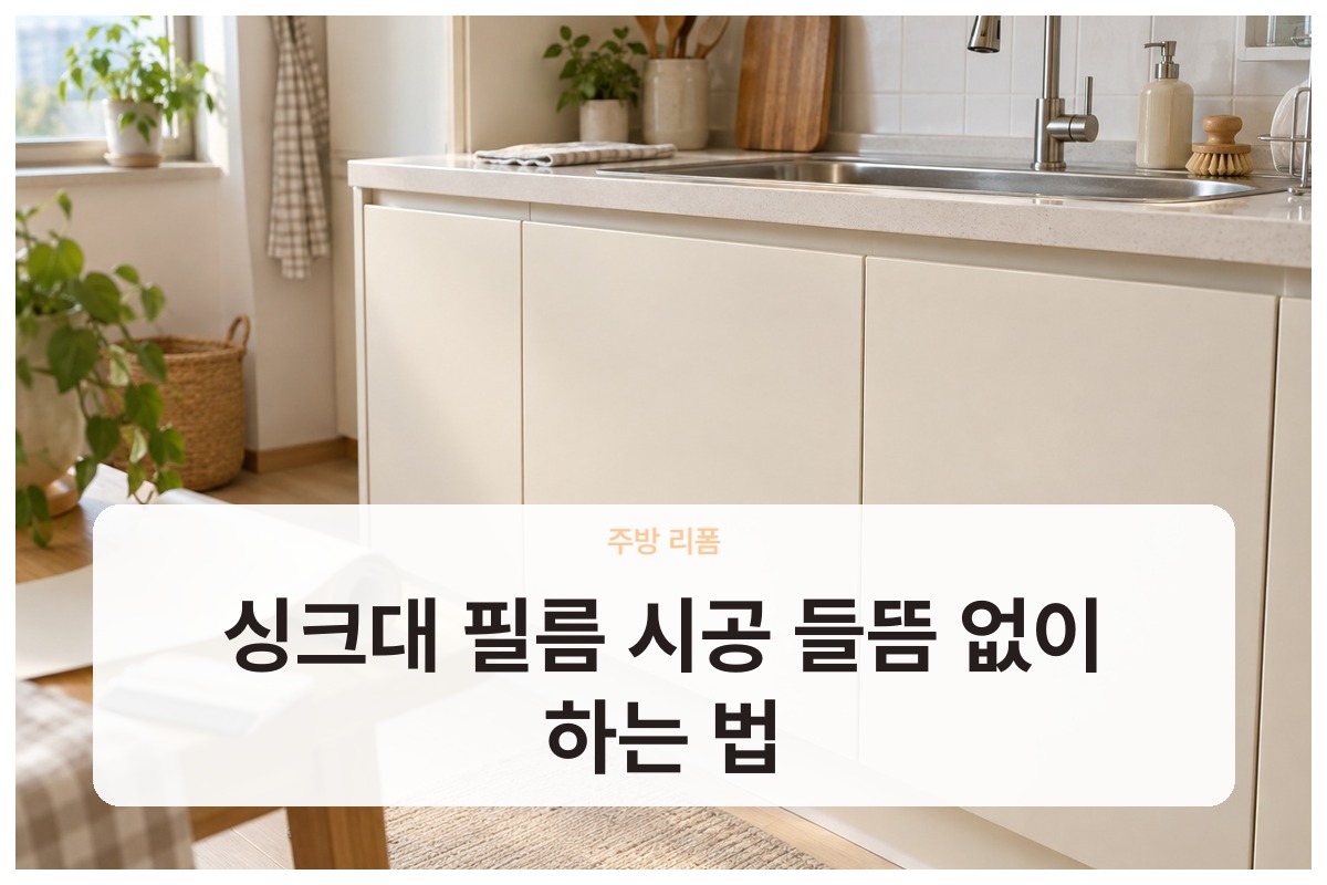 싱크대 필름 시공하는 법 들뜸 원인부터 셀프 순서와 비용 기준까지
